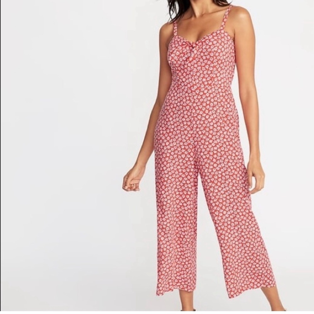 Old Navy Red Patterned Jumpsuit